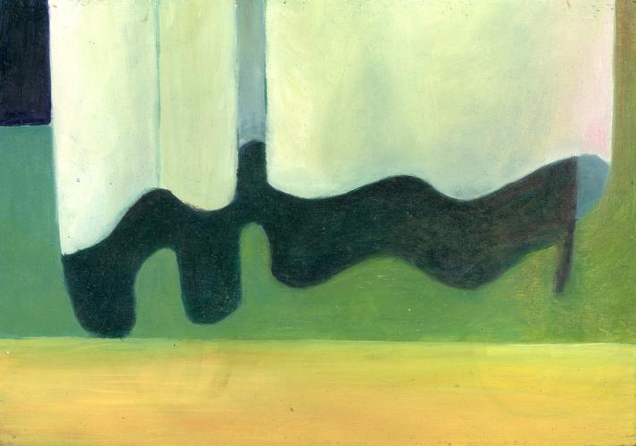 Vorhang V 2002 Oel/Sperrholz 21×30 cm (c) Andrea Muheim