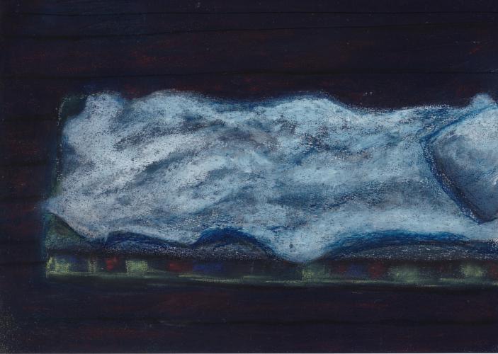 Im Atelier 2004 Pastellkreide/Papier 21×30 cm (c) Andrea Muheim