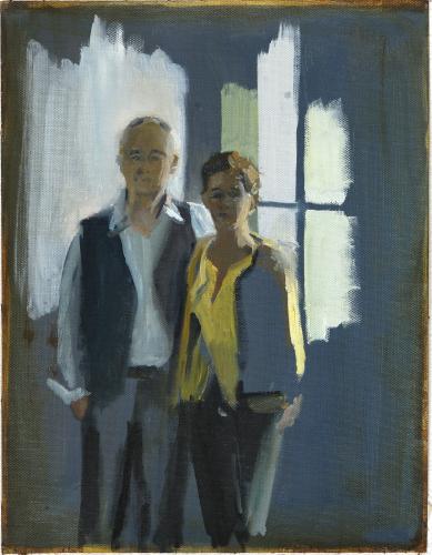 Anita + Leo, Atelier, Zürich, 23.11. 2019 Oel auf Leinwand 39×30 cm (c) Andrea Muheim