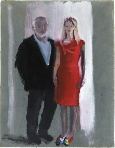 Pia und Gianni, Atelier, Zürich, 23.11. 2019 Oel auf Acryl auf Leinen 39×30 cm (c) Andrea Muheim
